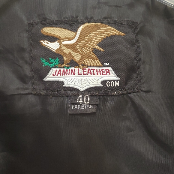 Jamin Leather men's black leather vest Size 40 lace up sides 4 pockets snaps - Picture 11 of 16